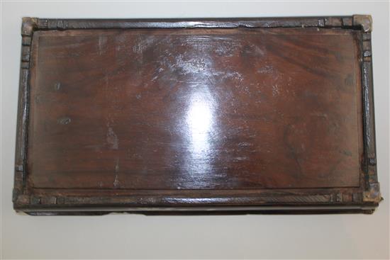 Two Chinese rosewood and mother of pearl inlaid rectangular trays, late 19th century, 30.5cm, one with slight faults